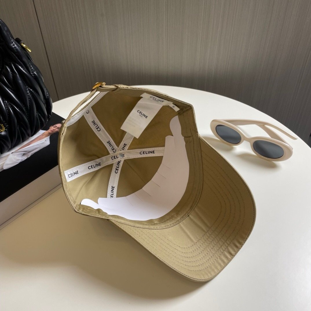 Celine Beige Baseball Cap Triomphe