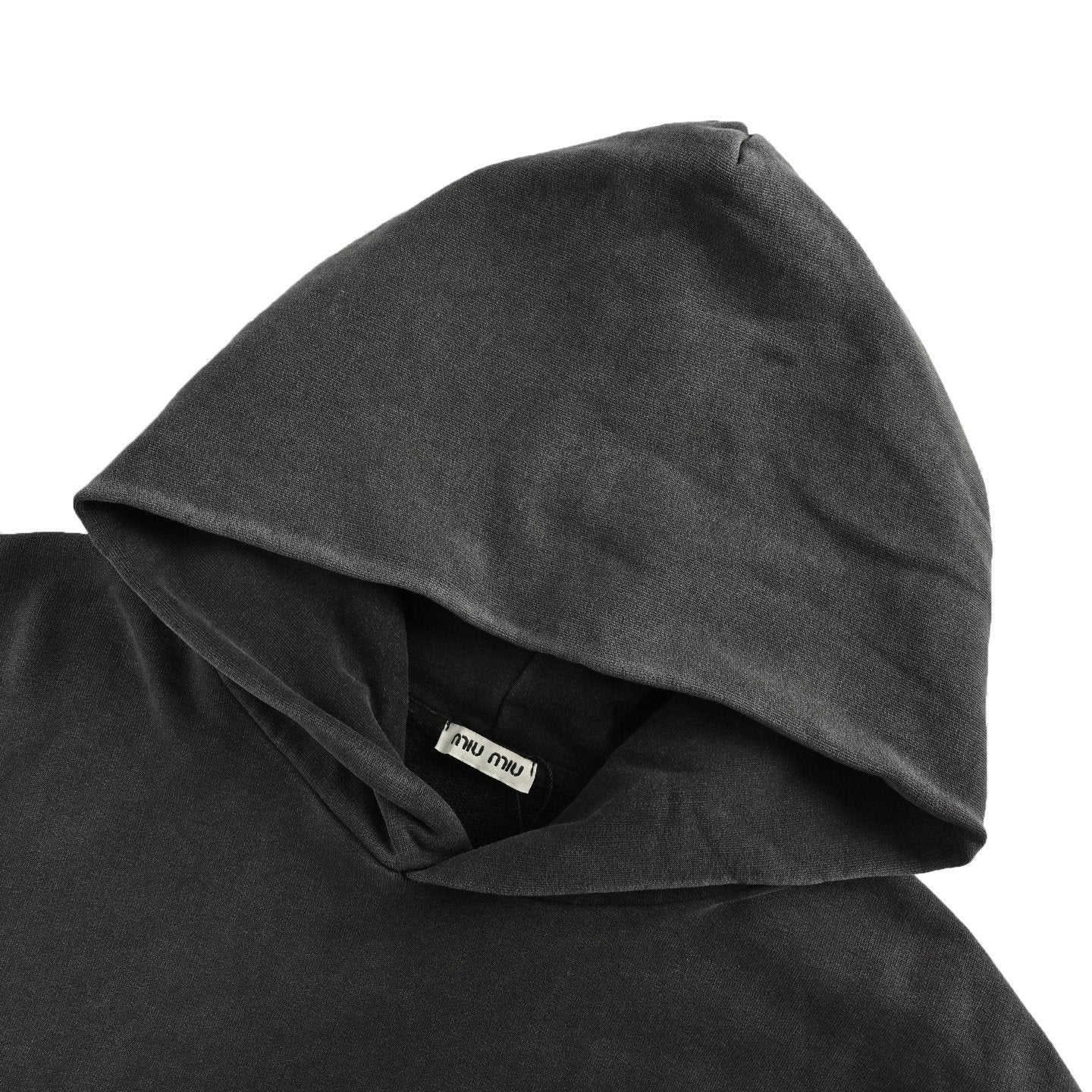Miu Miu Red Heart Logo Hoodie In Dark Grey