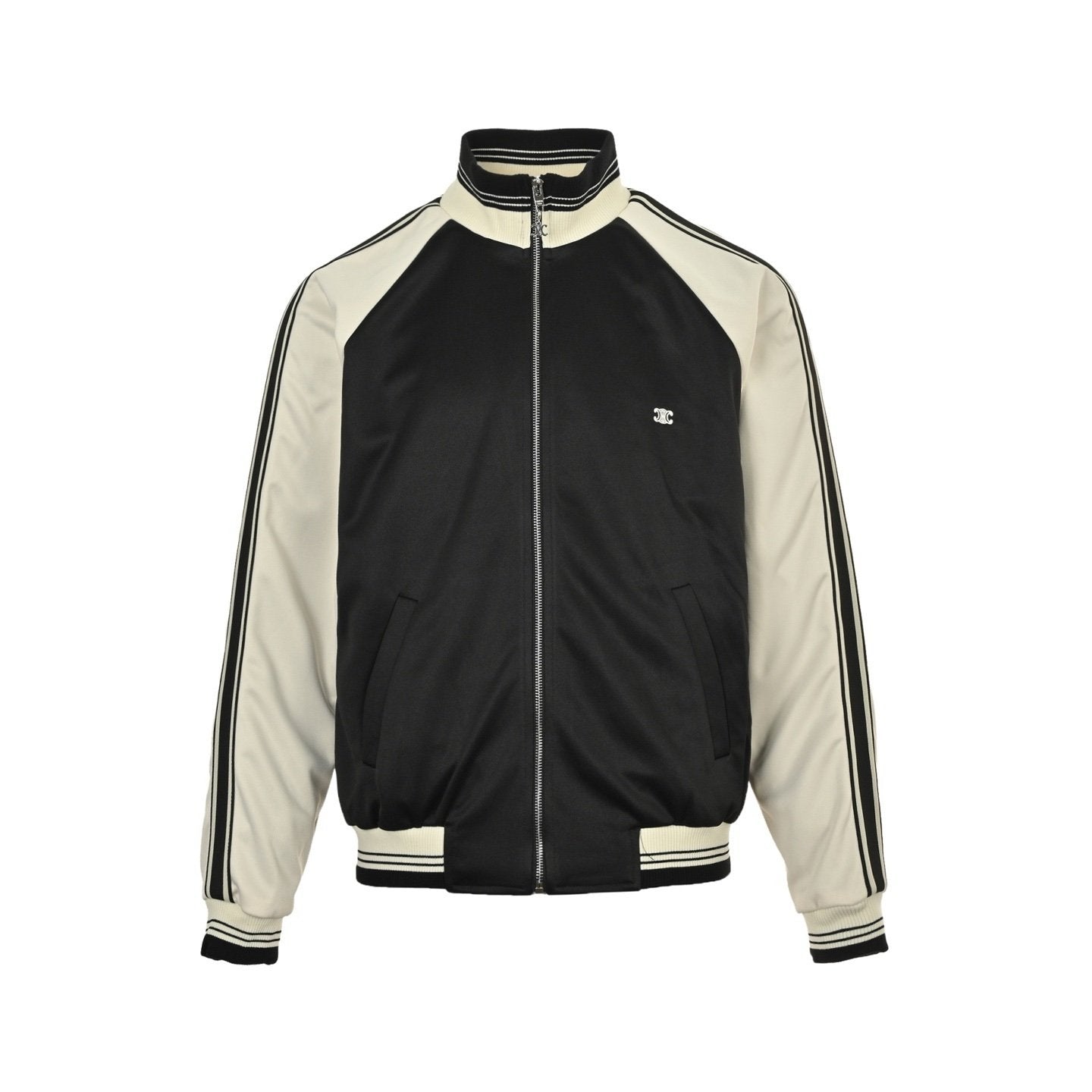 Celine Triomphe Track Jacket Black Cream