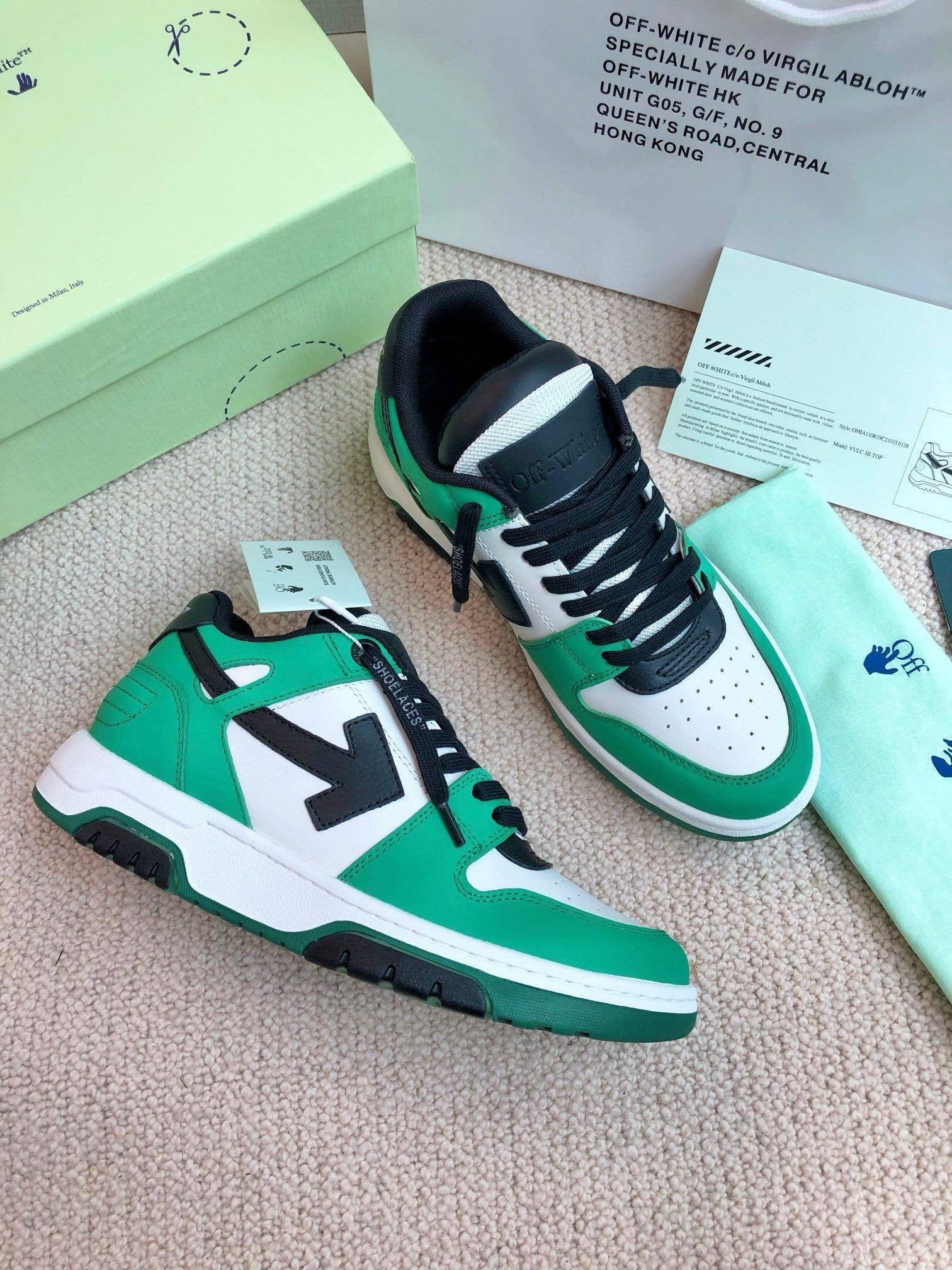 Off-White Out Of Office Low Top Green/White Black