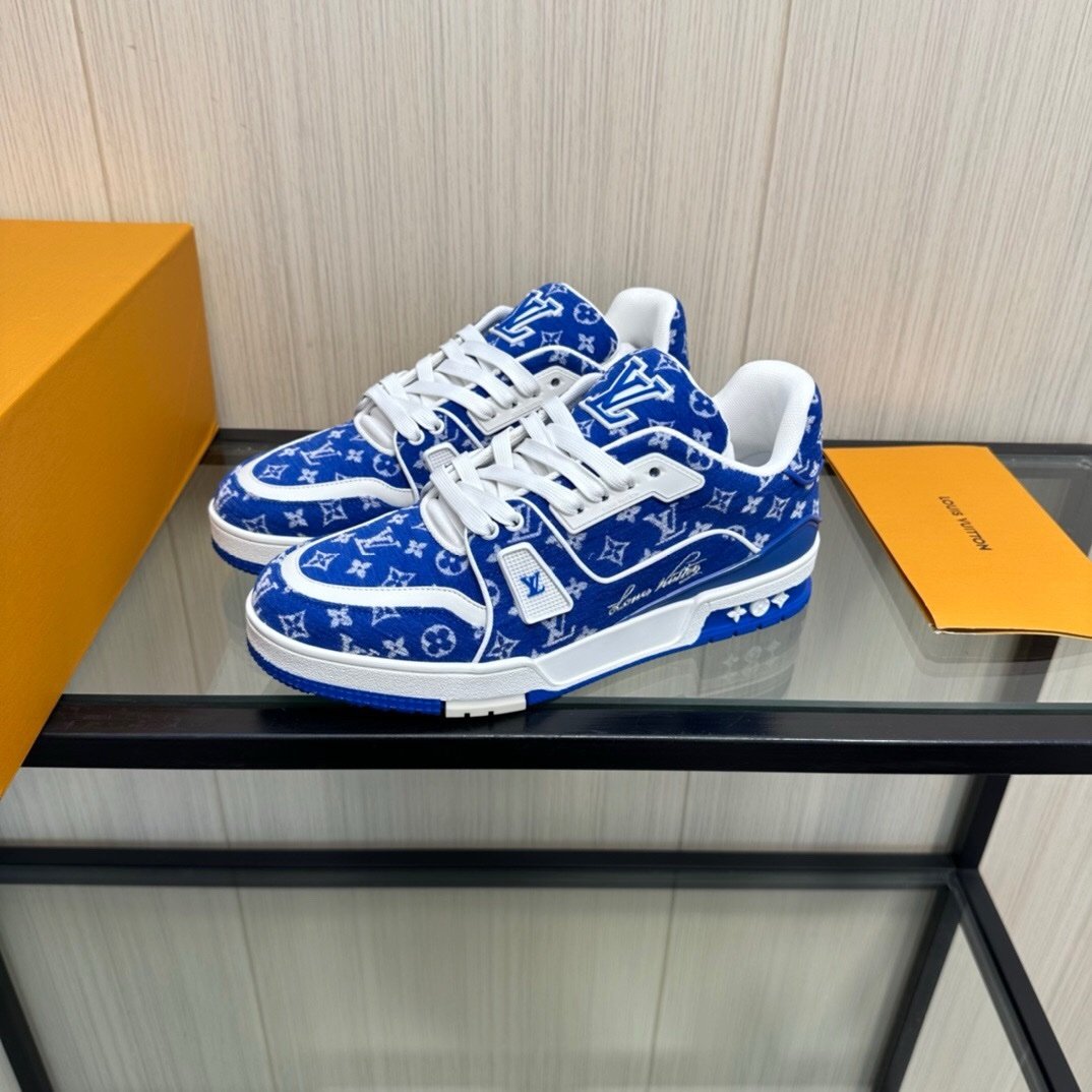 Louis Vuitton Trainer Blue Monogram Textile