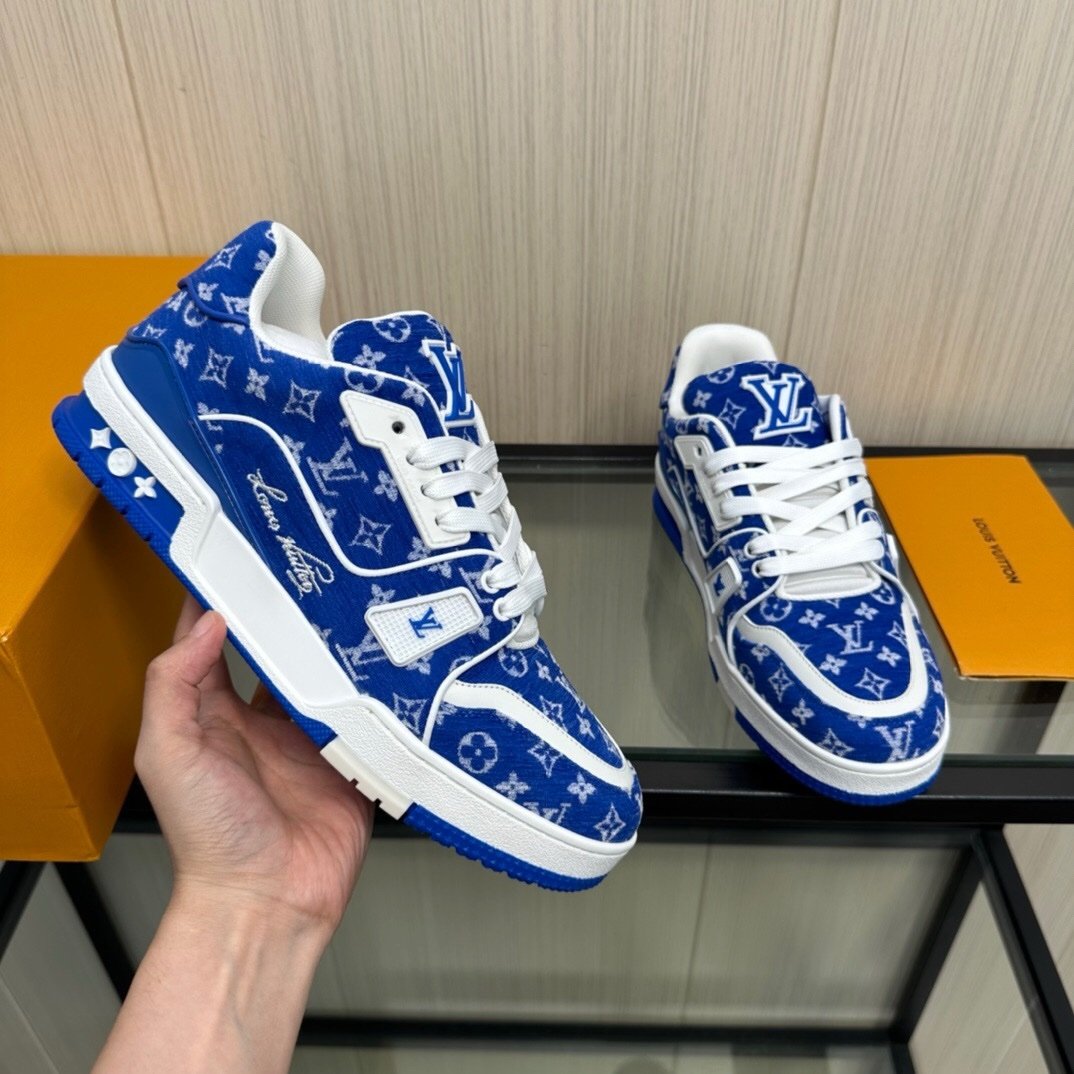 Louis Vuitton Trainer Blue Monogram Textile