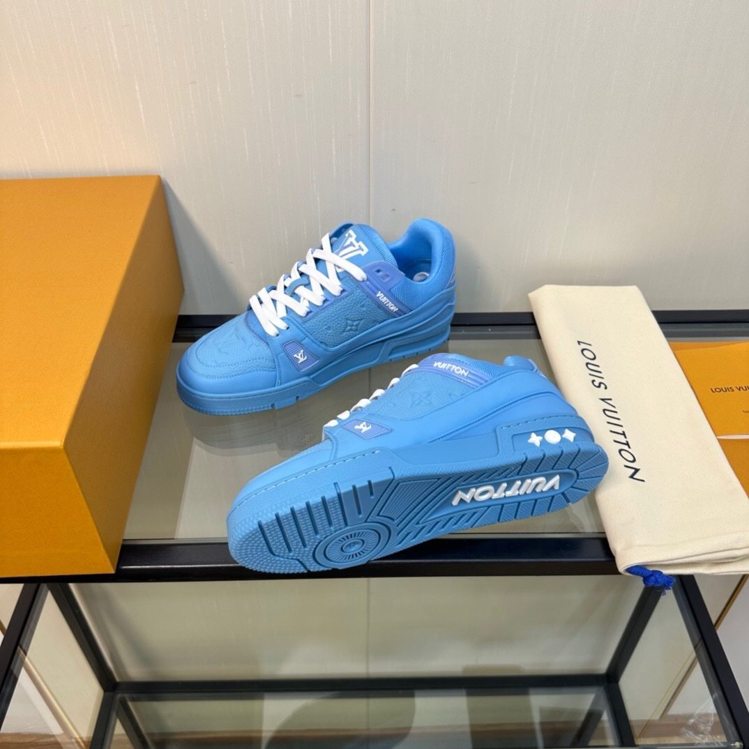 Louis Vuitton Trainer Blue Embossed Monogram