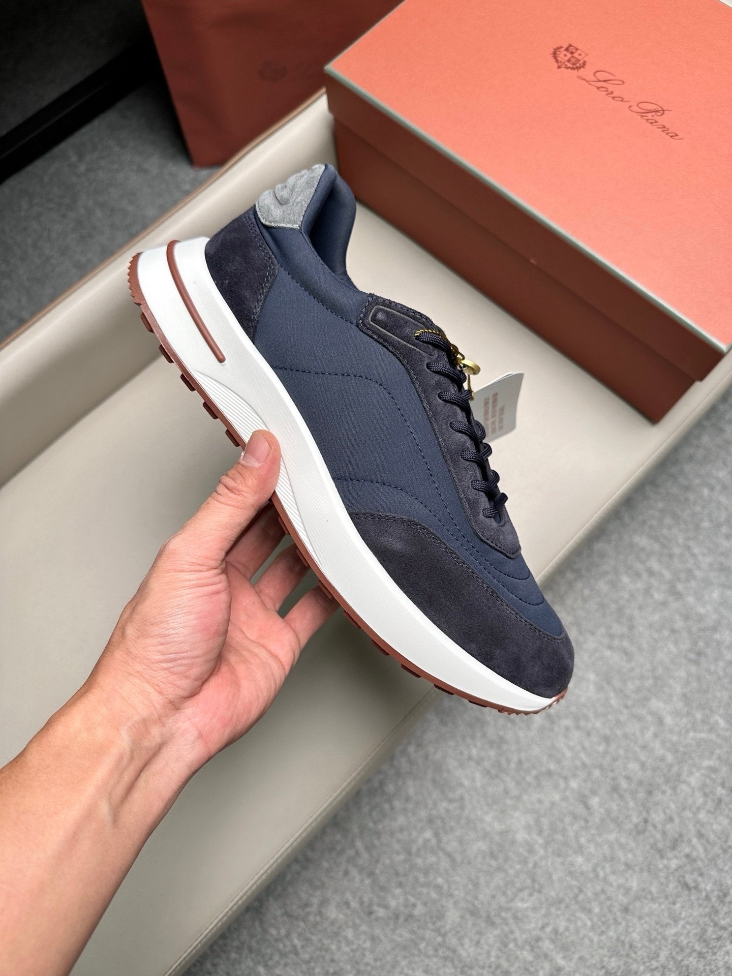 Loro Piana Weekend Walk Suede Navy/Grey