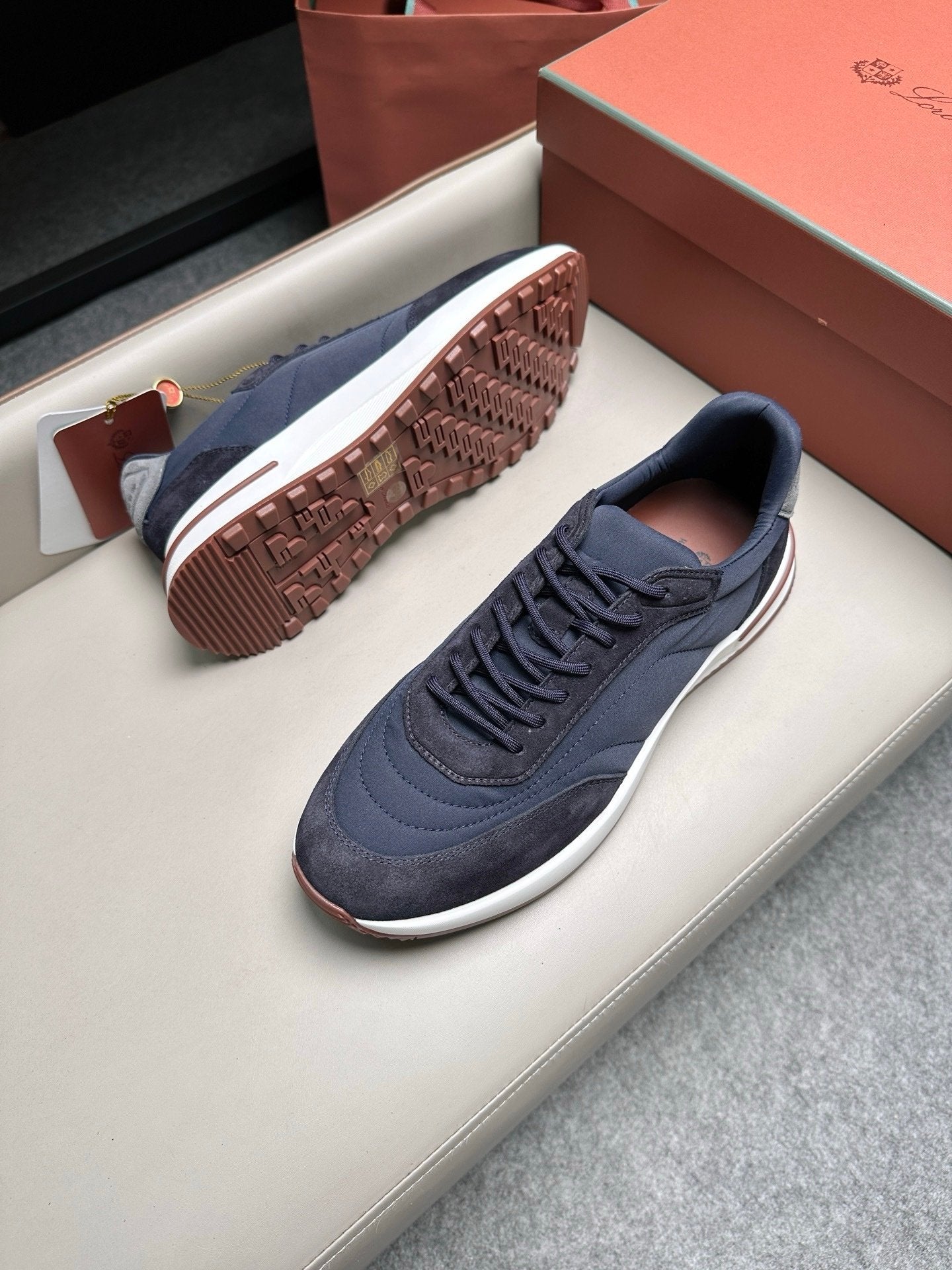 Loro Piana Weekend Walk Suede Navy/Grey