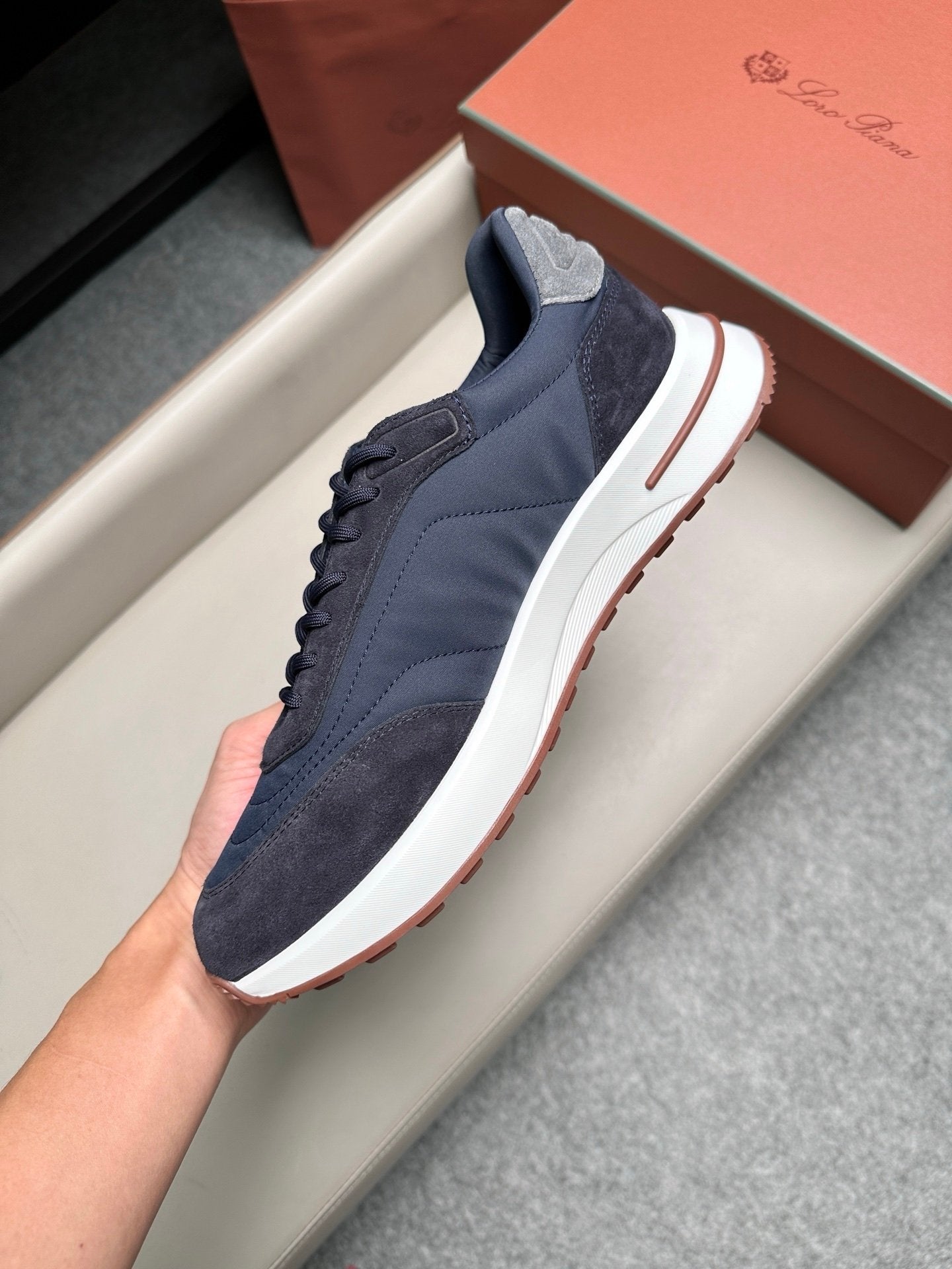 Loro Piana Weekend Walk Suede Navy/Grey