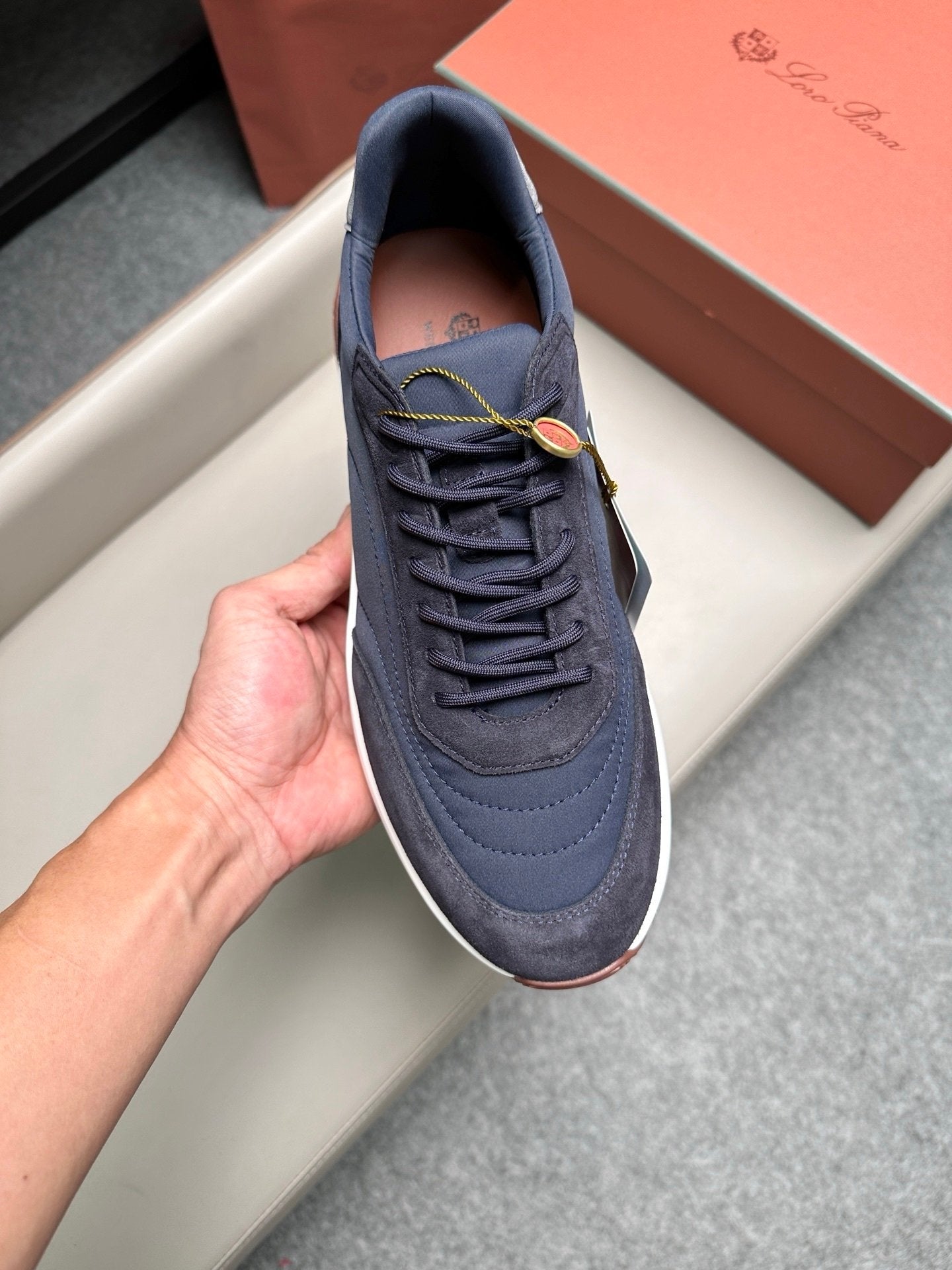Loro Piana Weekend Walk Suede Navy/Grey