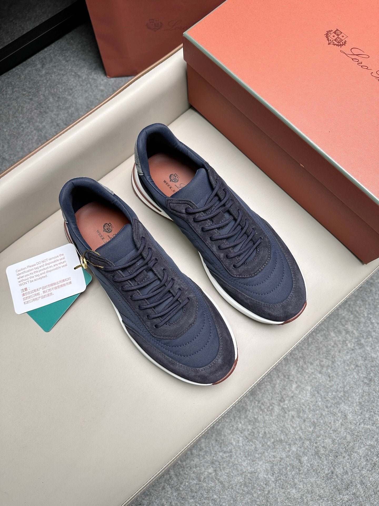 Loro Piana Weekend Walk Suede Navy/Grey