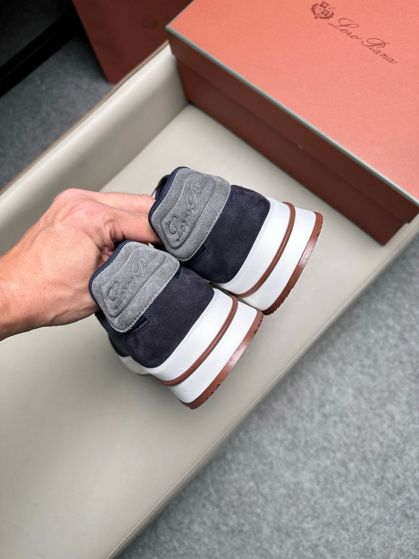 Loro Piana Weekend Walk Suede Navy/Grey