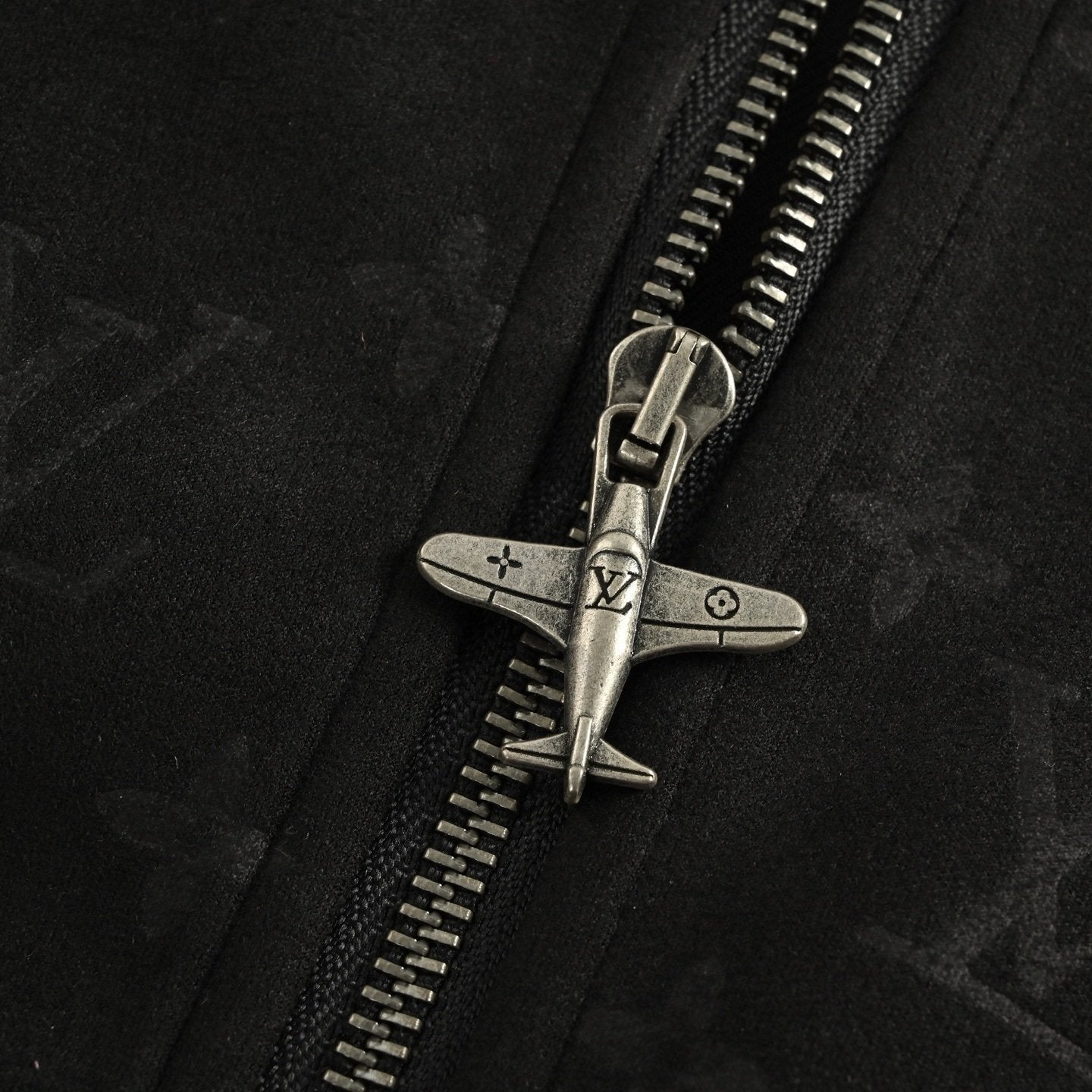 Louis Vuitton Monogram Debossed Suede Jacket Black