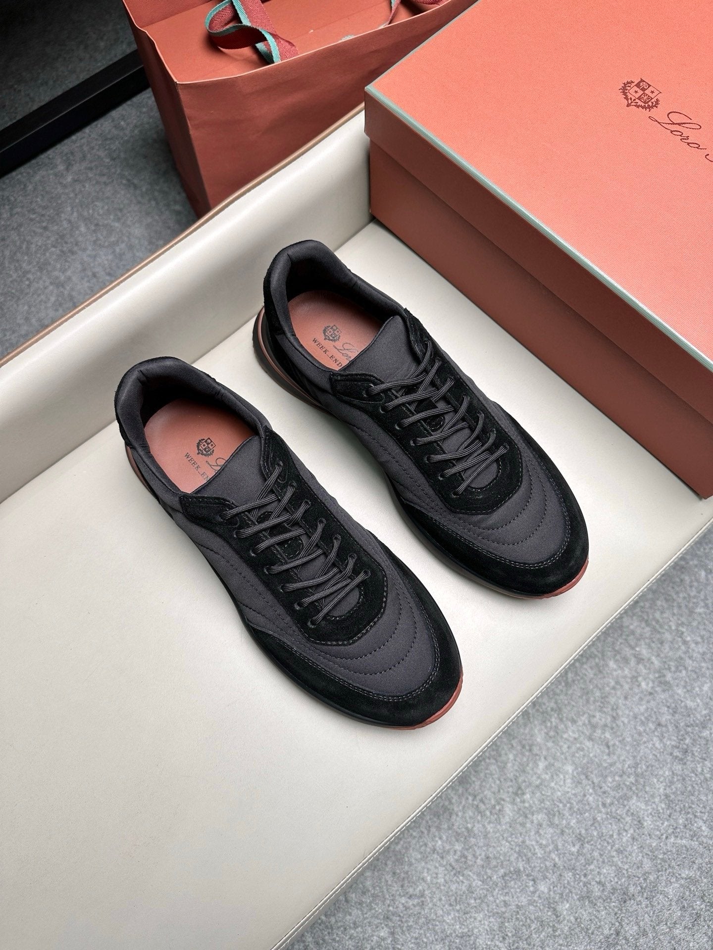 Loro Piana Weekend Walk Suede Black on Black