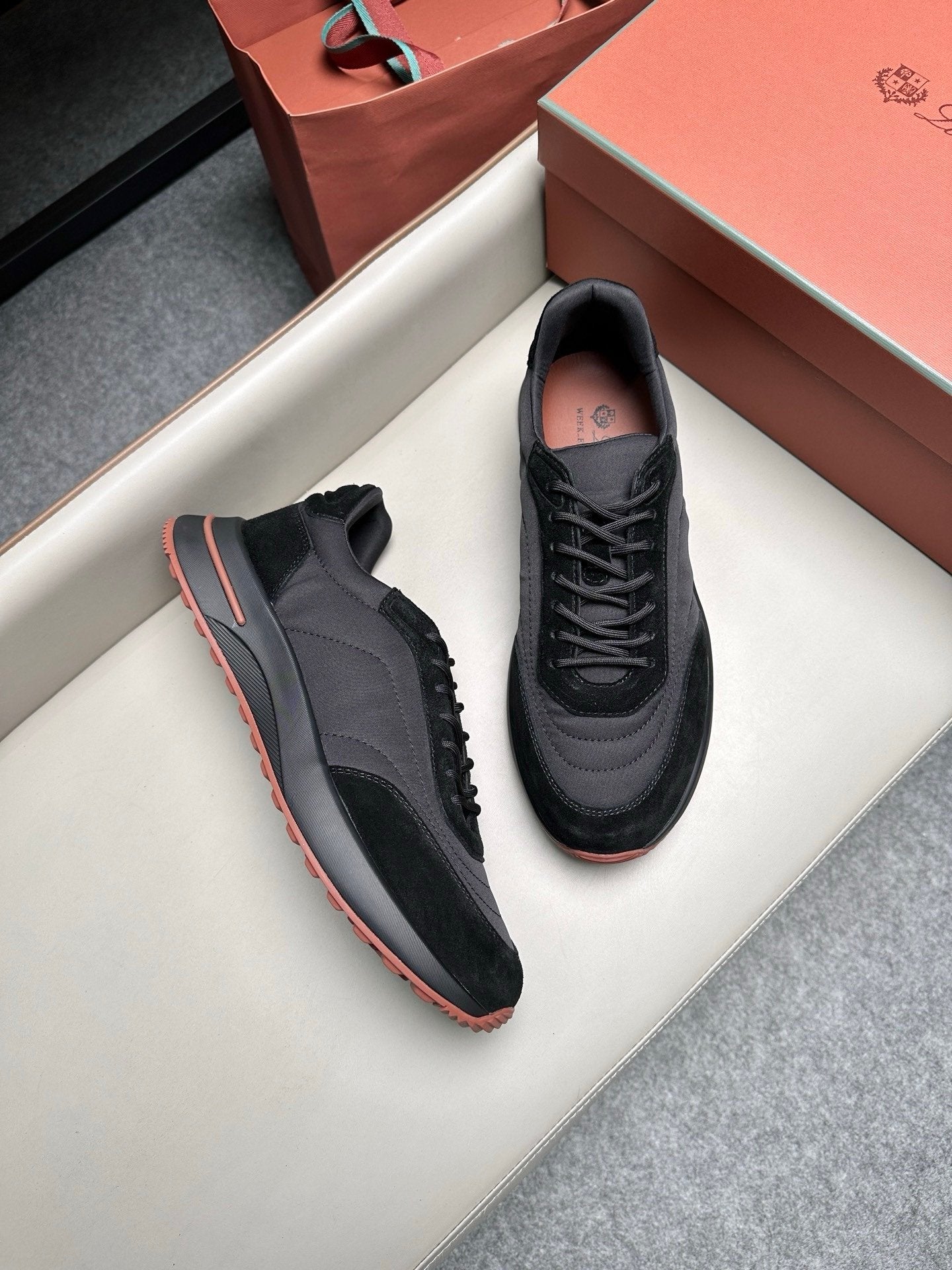Loro Piana Weekend Walk Suede Black on Black