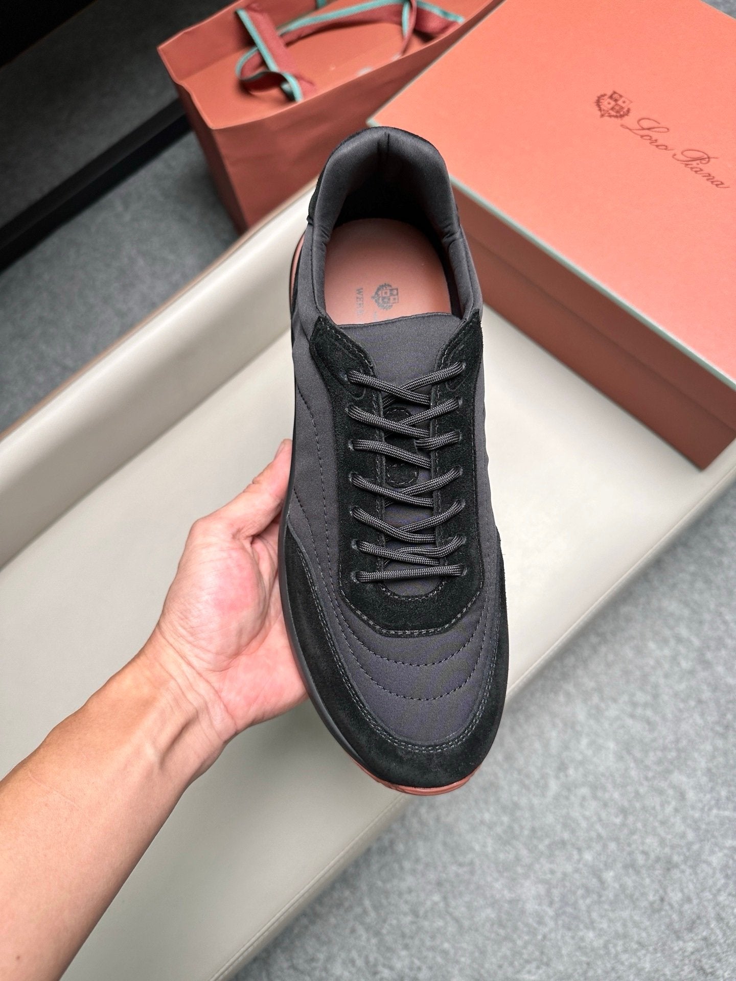 Loro Piana Weekend Walk Suede Black on Black