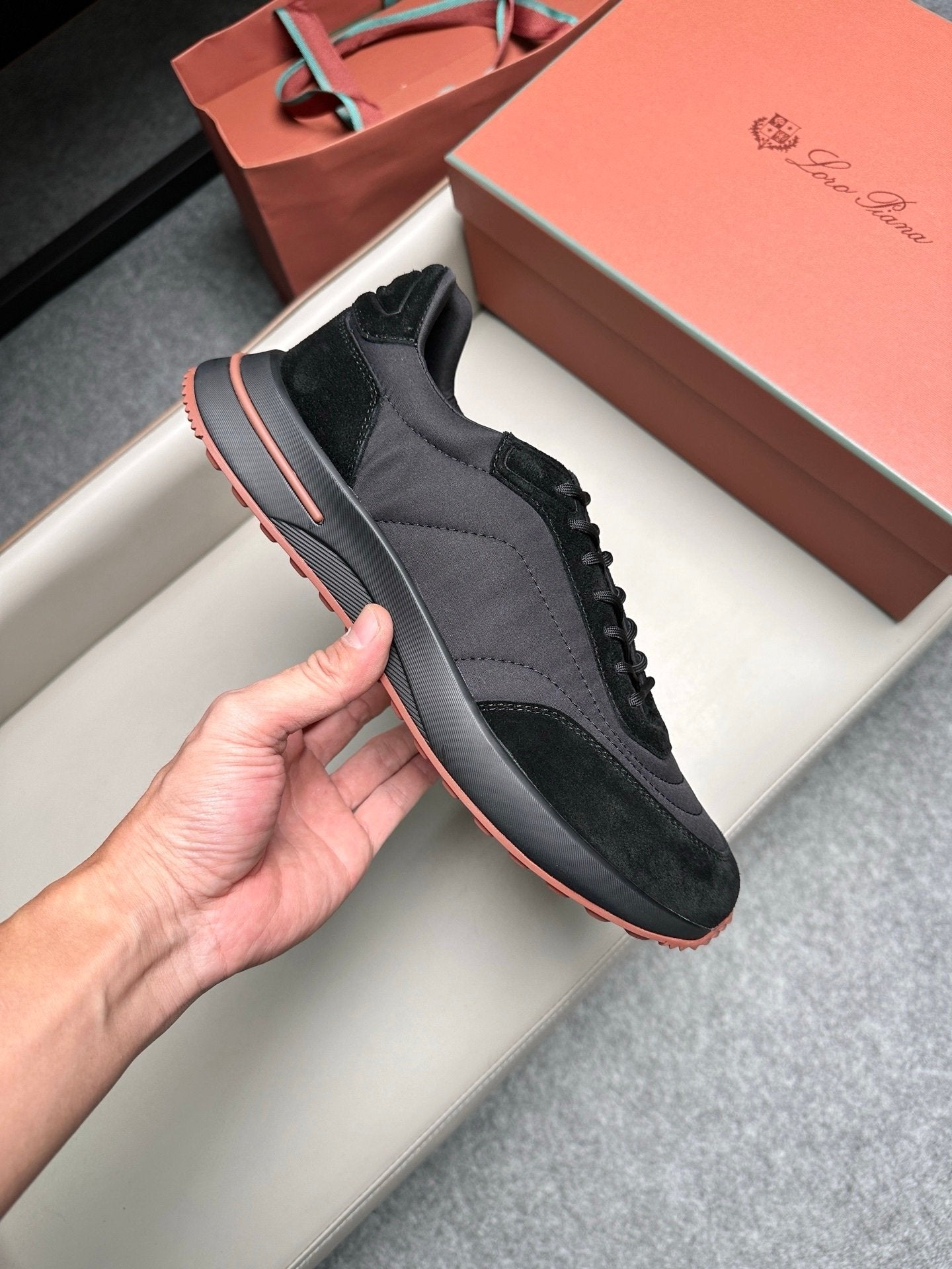 Loro Piana Weekend Walk Suede Black on Black