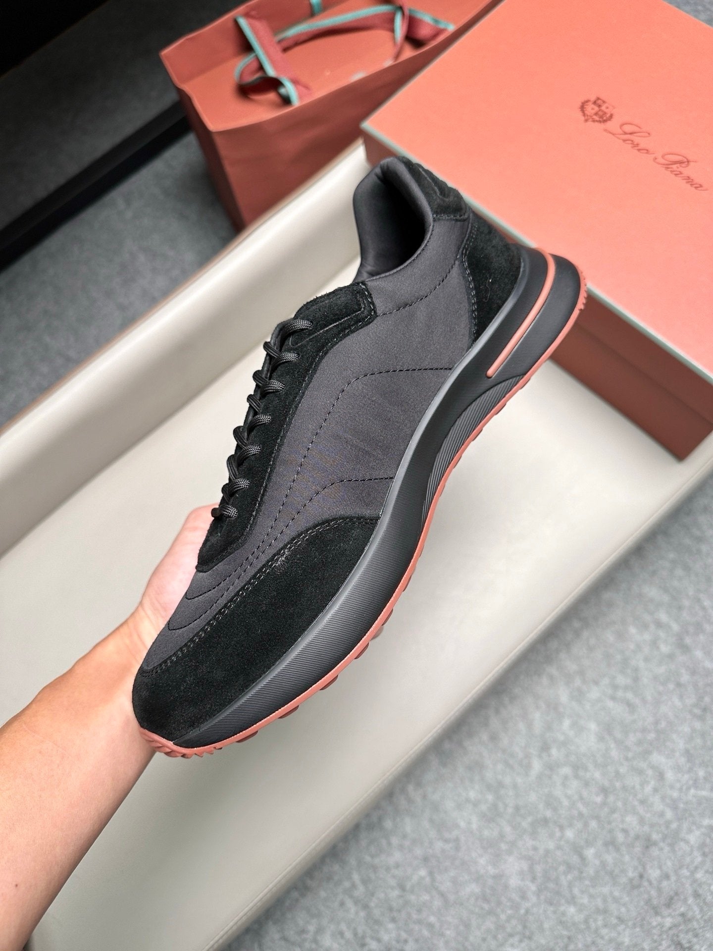 Loro Piana Weekend Walk Suede Black on Black