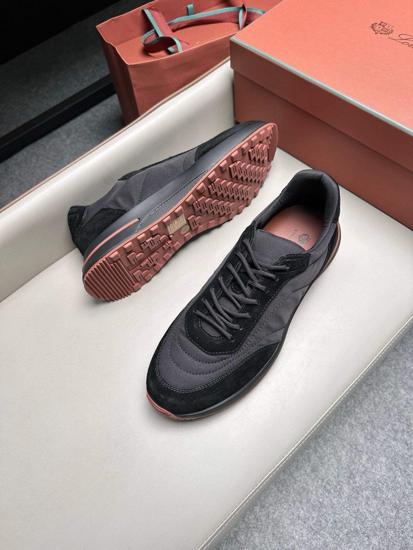 Loro Piana Weekend Walk Suede Black on Black