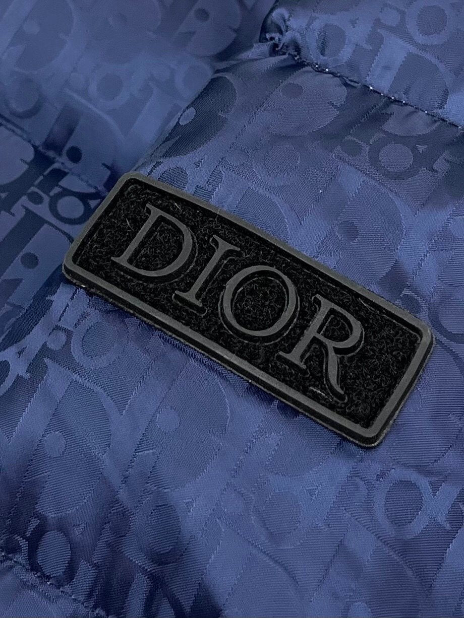 Dior Oblique Down Jacket Navy Blue Technical Jacquard