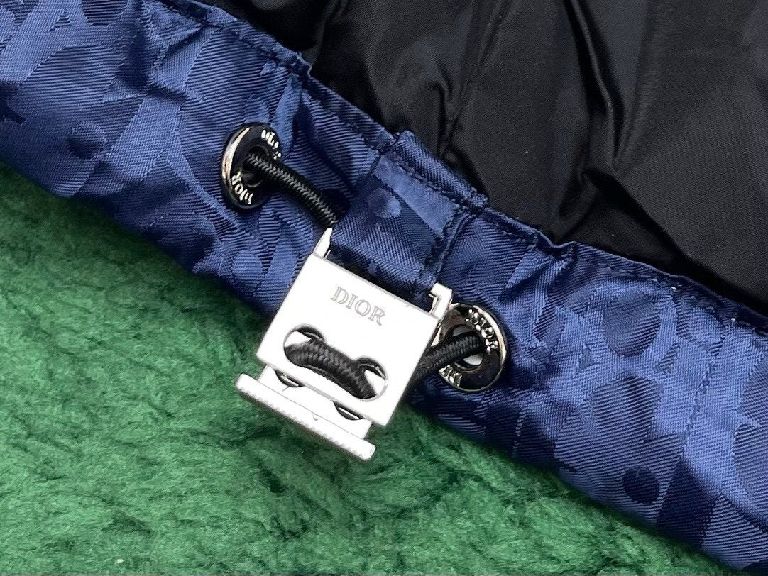 Dior Oblique Down Jacket Navy Blue Technical Jacquard