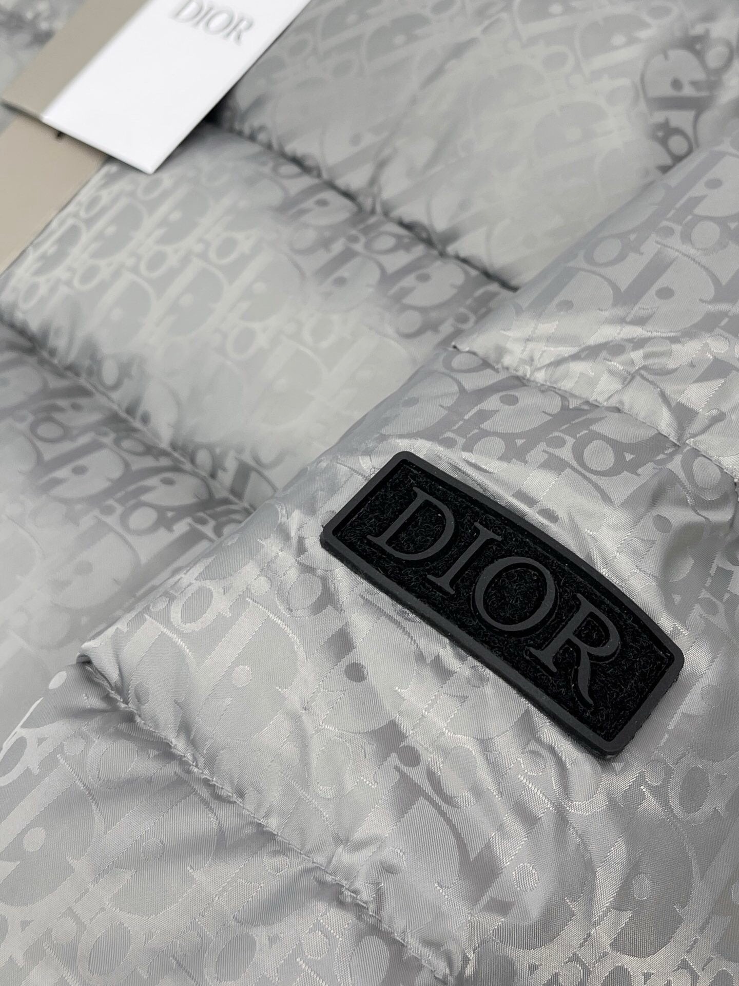 Dior Oblique Down Jacket Silver Grey Technical Jacquard