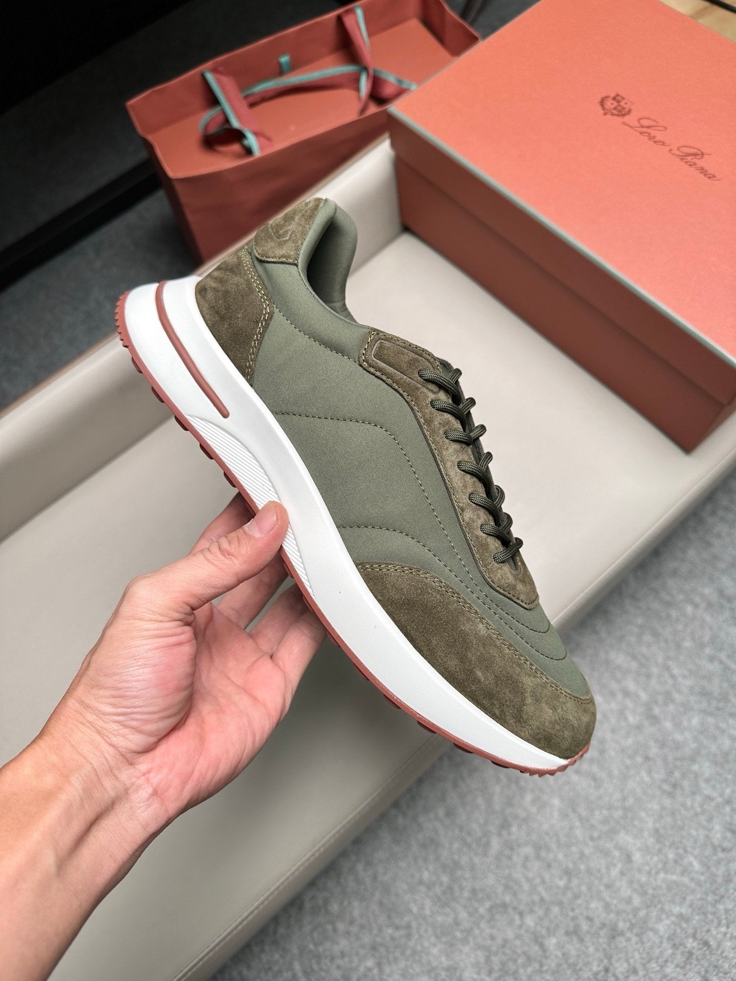 Loro Piana Weekend Walk Suede Green