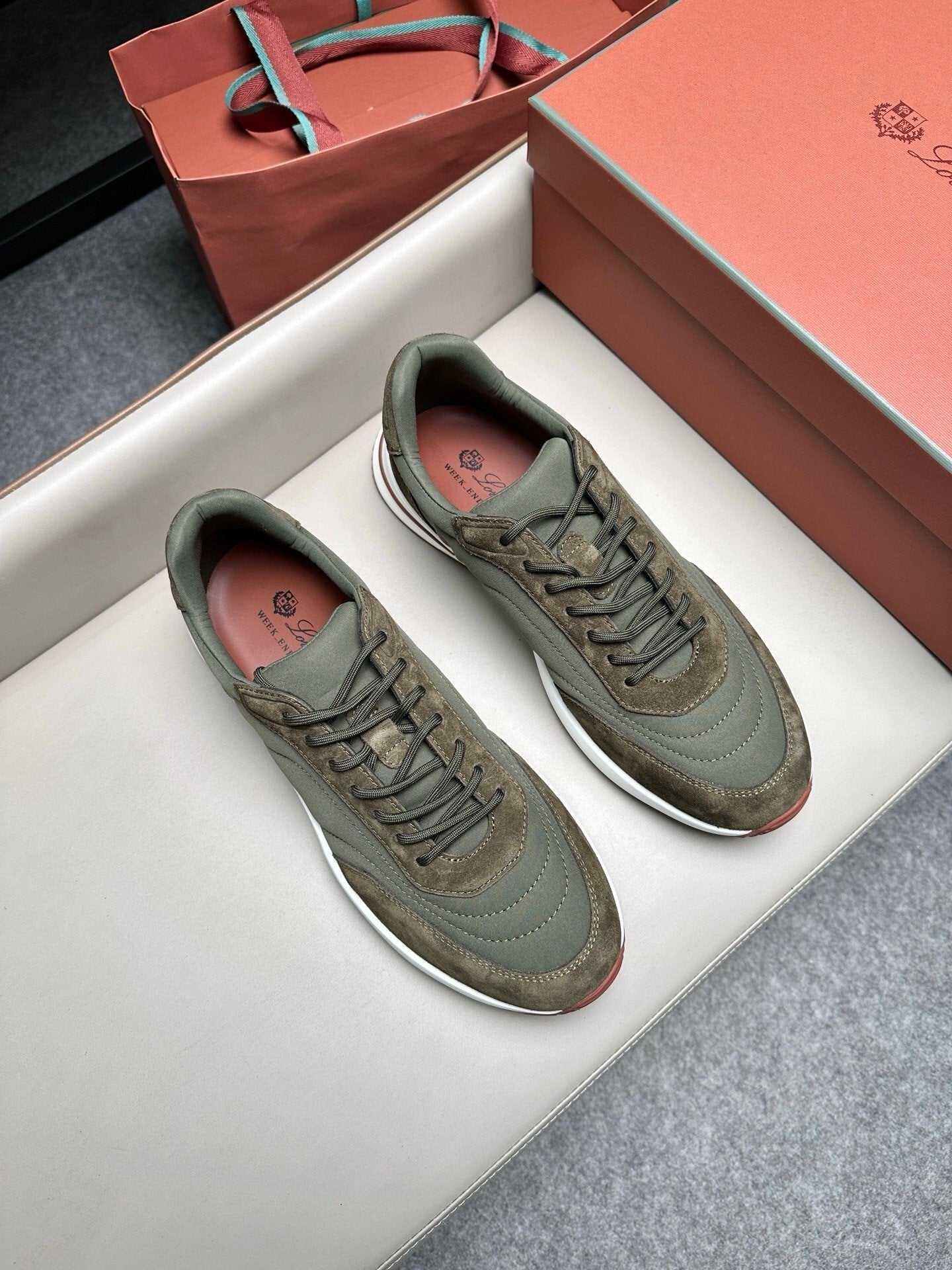 Loro Piana Weekend Walk Suede Green