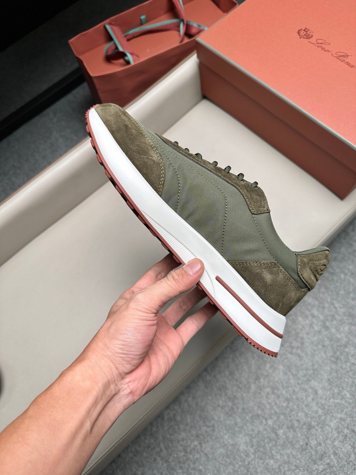 Loro Piana Weekend Walk Suede Green