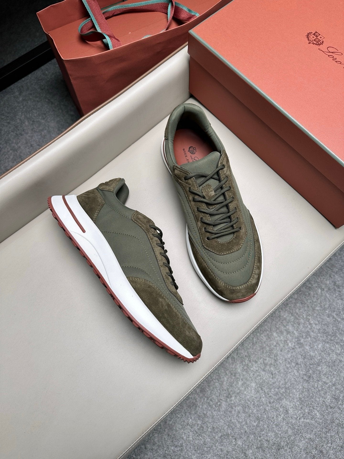 Loro Piana Weekend Walk Suede Green