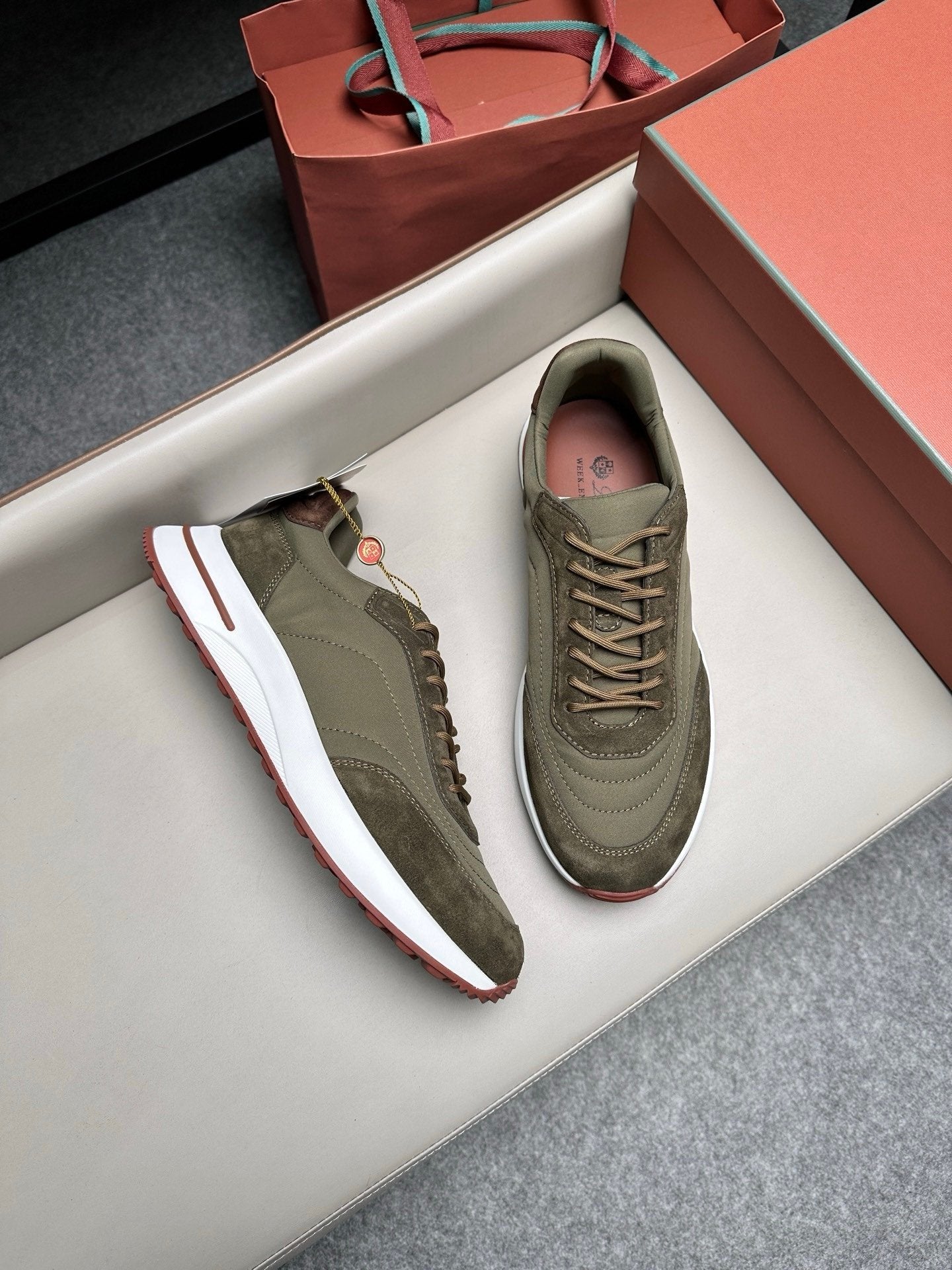 Loro Piana Weekend Walk Suede Green