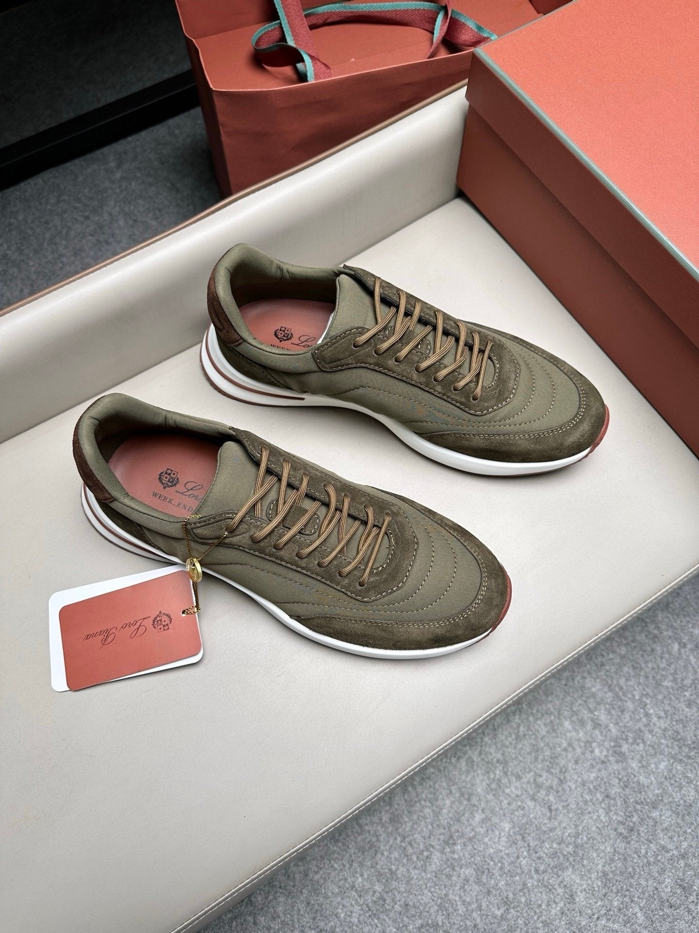 Loro Piana Weekend Walk Suede Green