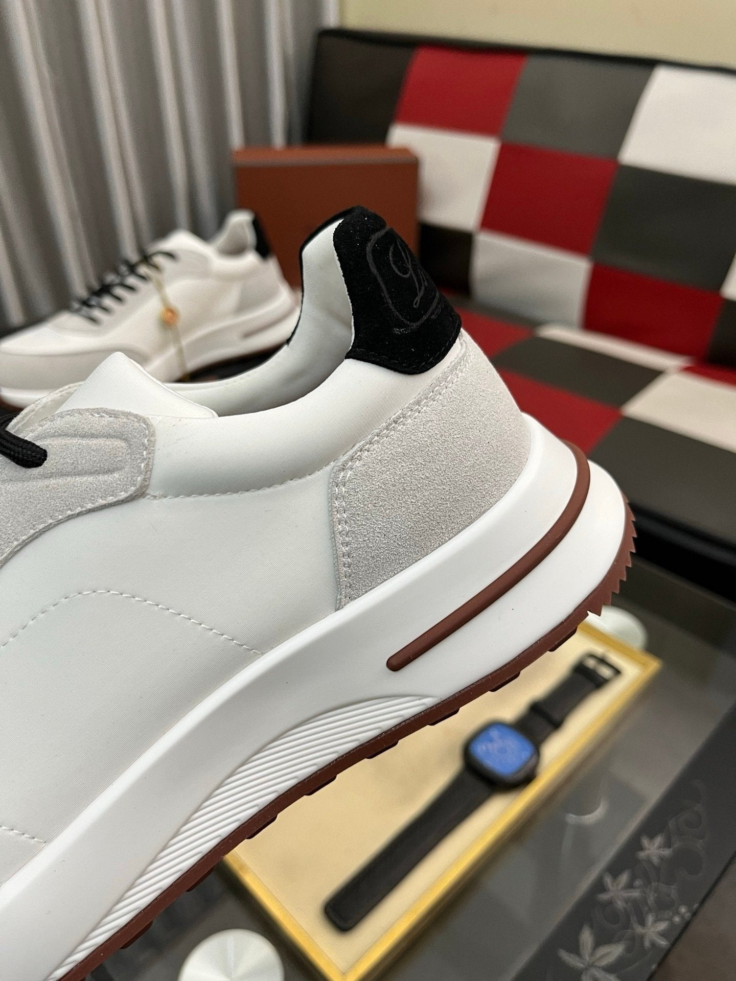 Loro Piana Weekend Walk Suede White Black