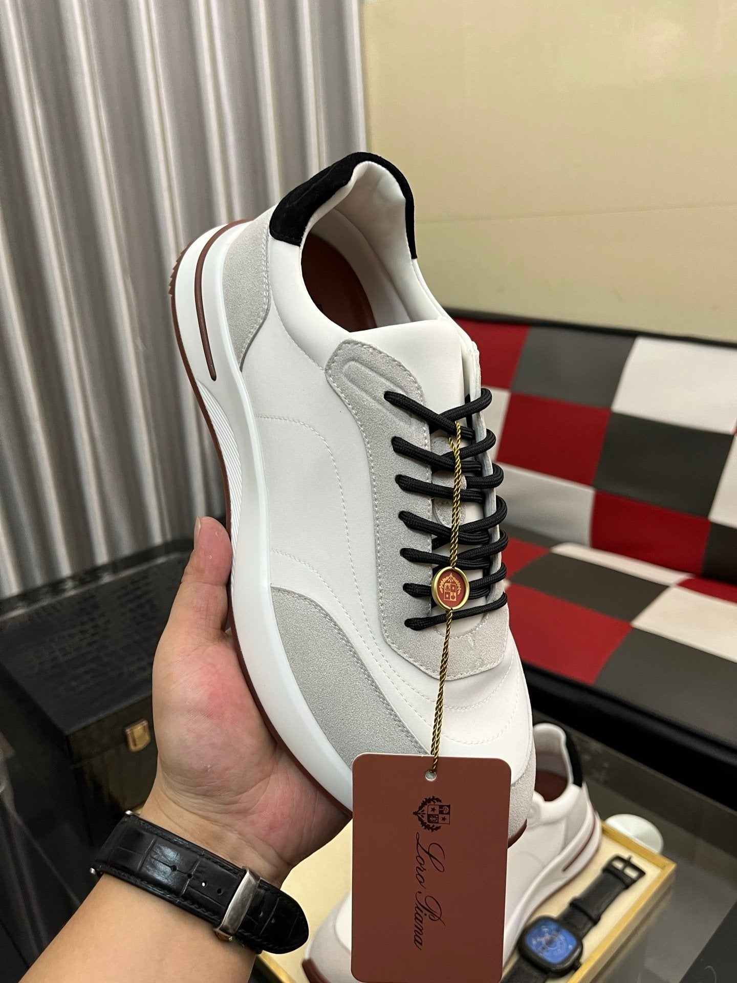 Loro Piana Weekend Walk Suede White Black