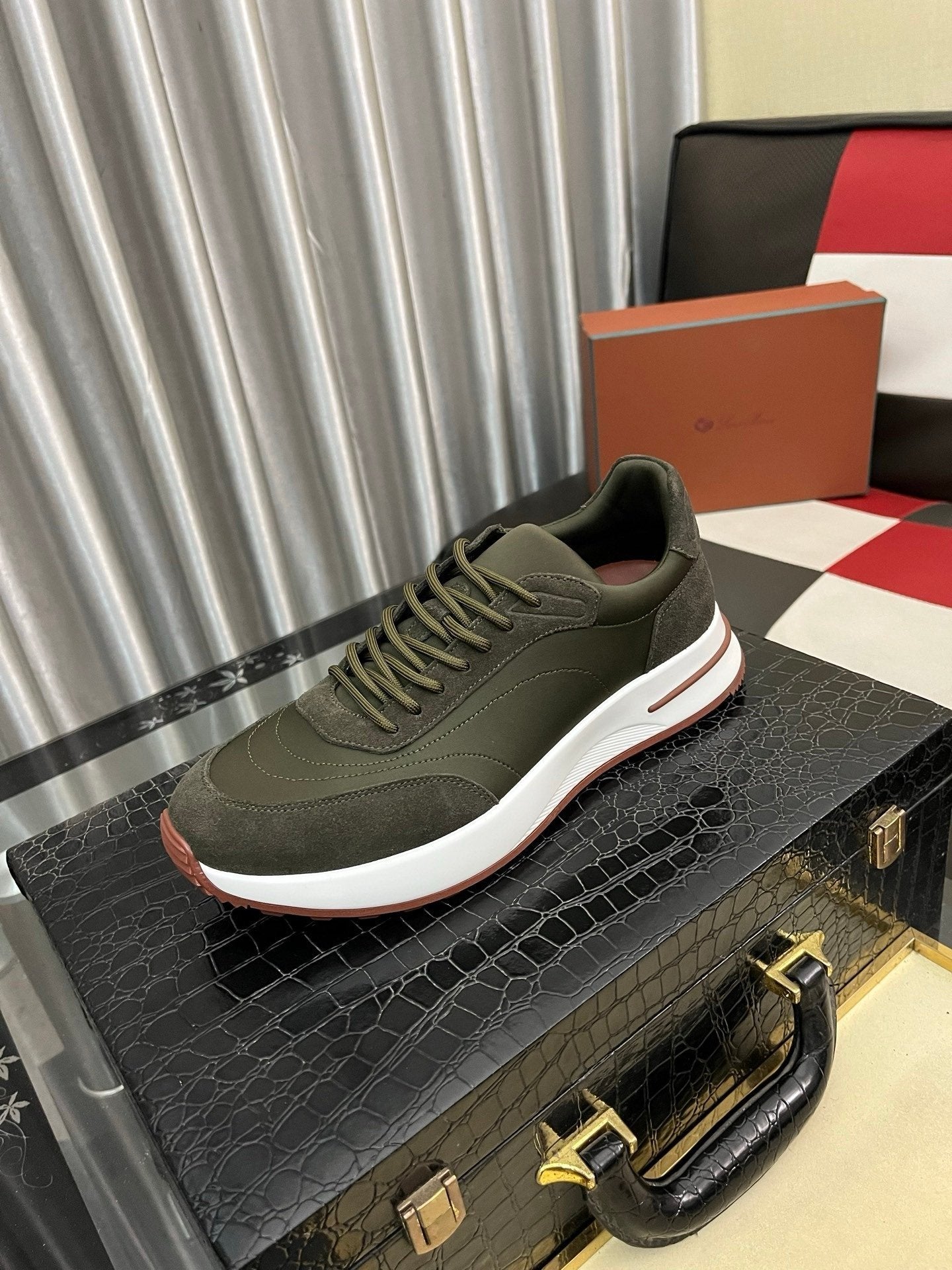 Loro Piana Weekend Walk Suede Dark Green