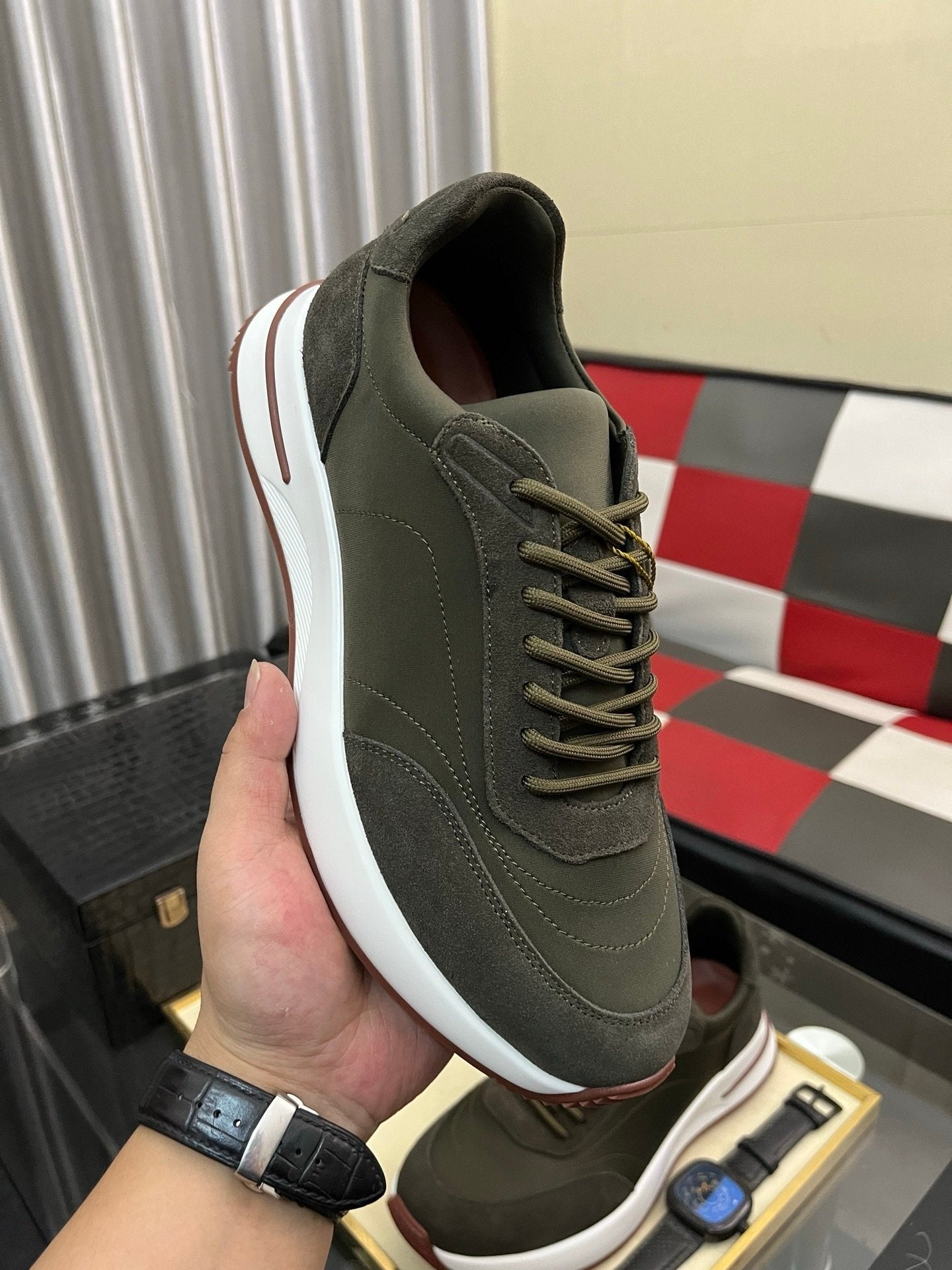 Loro Piana Weekend Walk Suede Dark Green
