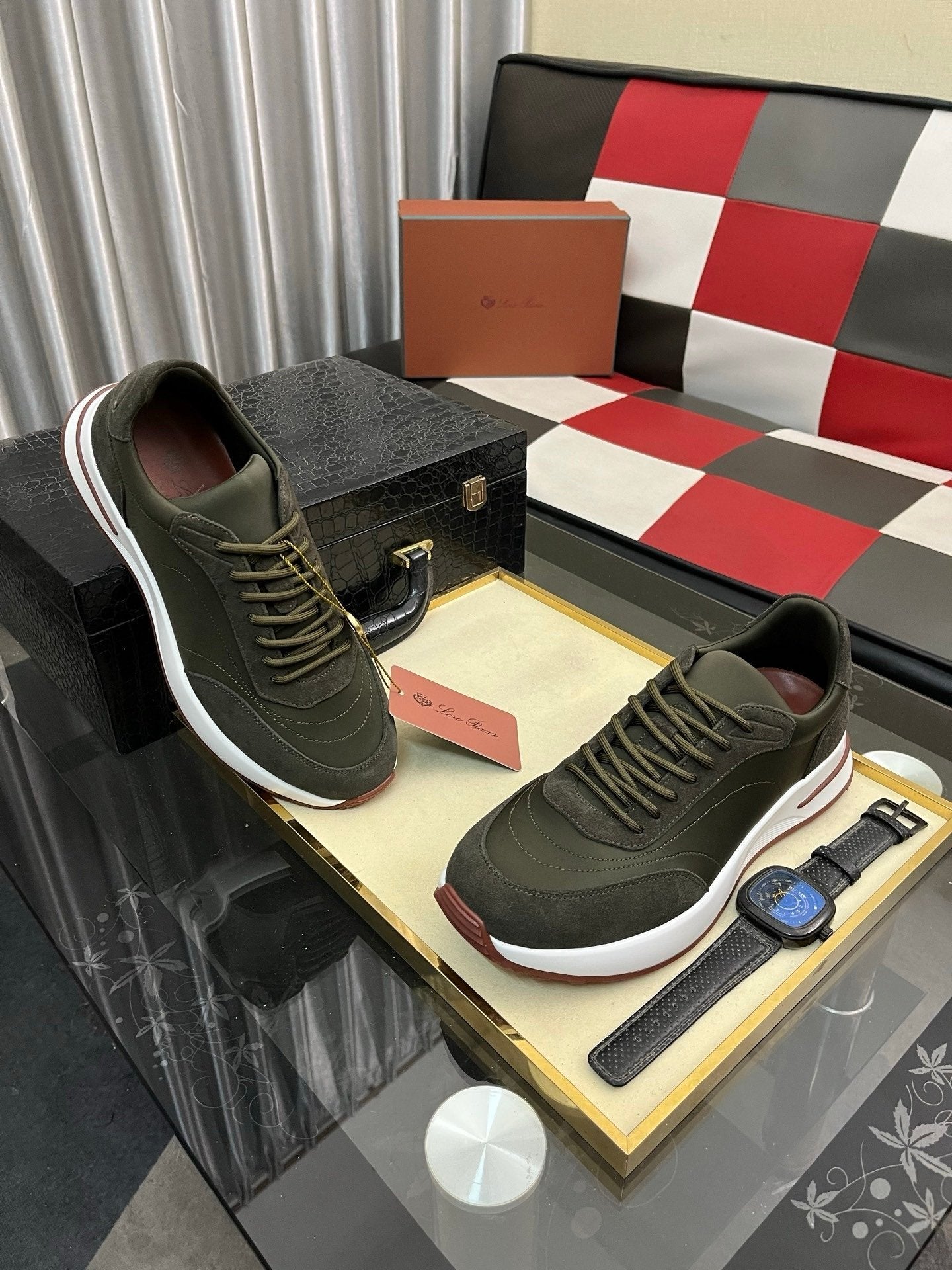 Loro Piana Weekend Walk Suede Dark Green